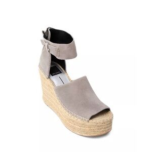 Dolce Vita Straw Suede Platform Wedge Espadrille Gray | 7